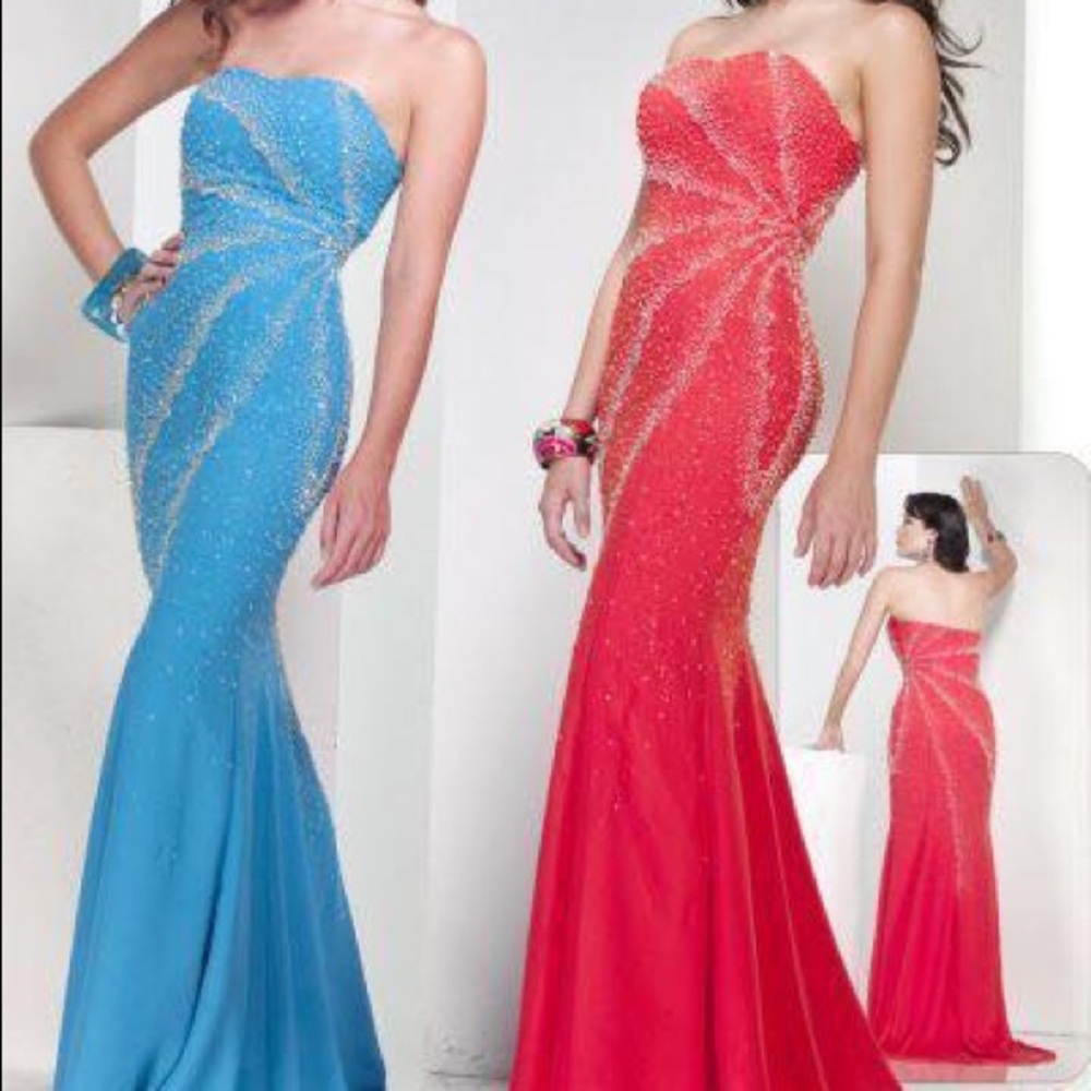 Red Floor Length Gown with Sweep Train